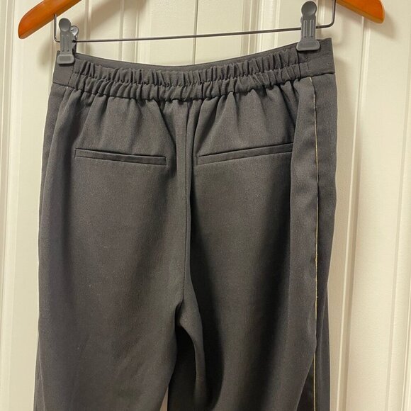 ZARA Textured Crepe Pants with Gold Side Stripe Black – S - Picture 9 of 13